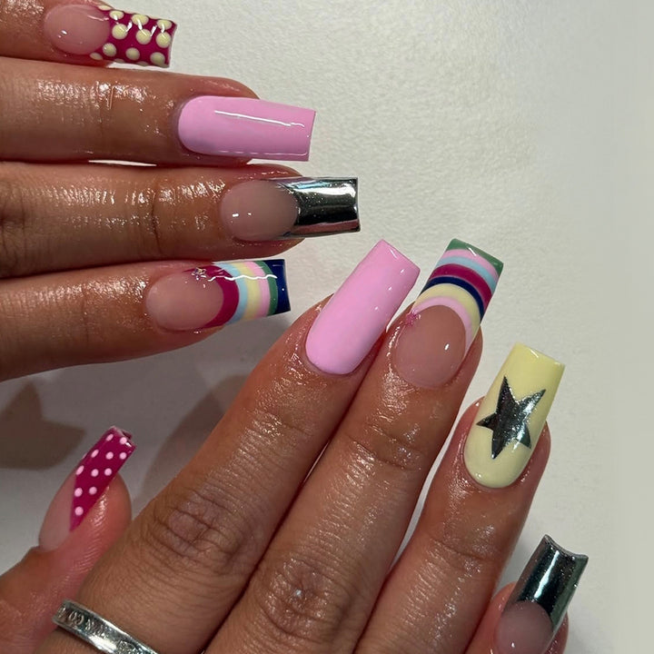Artificial nails with creative designs and 3D accents Kalsten