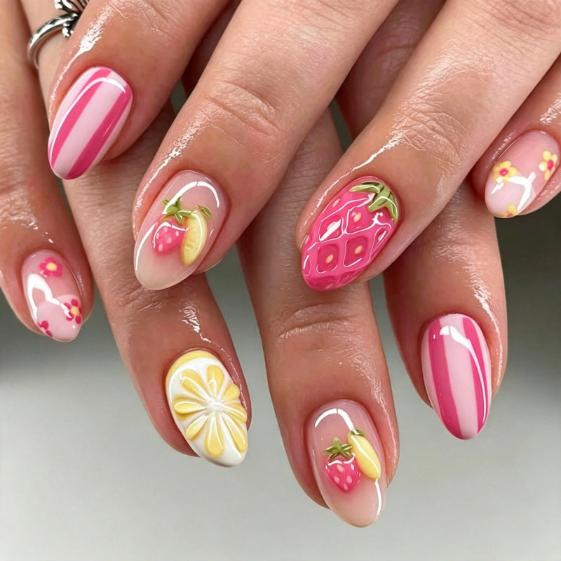 Creative Fruit-Inspired Press-On Nail Art Set