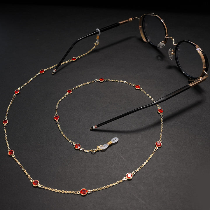 Elegant Crystal-Embellished Eyewear Chain kalsten