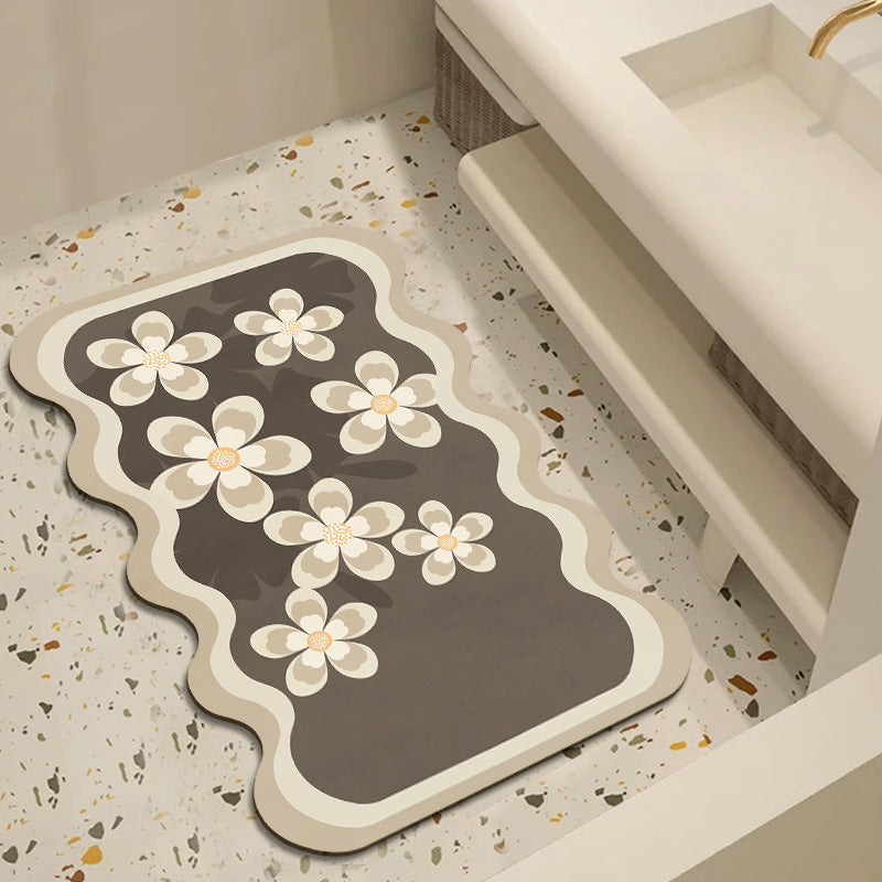Floral Patterned Bathroom Mat