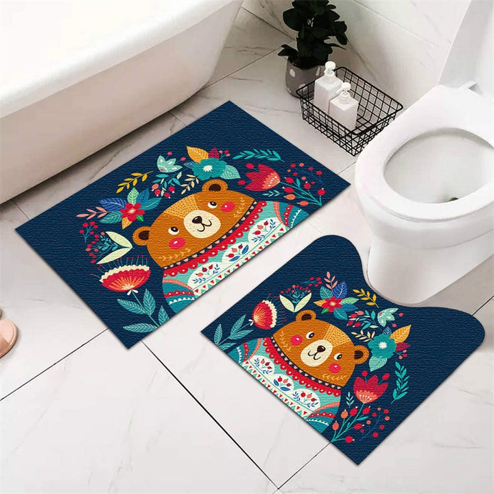 Festive Holiday-Themed Bathroom Mat Set