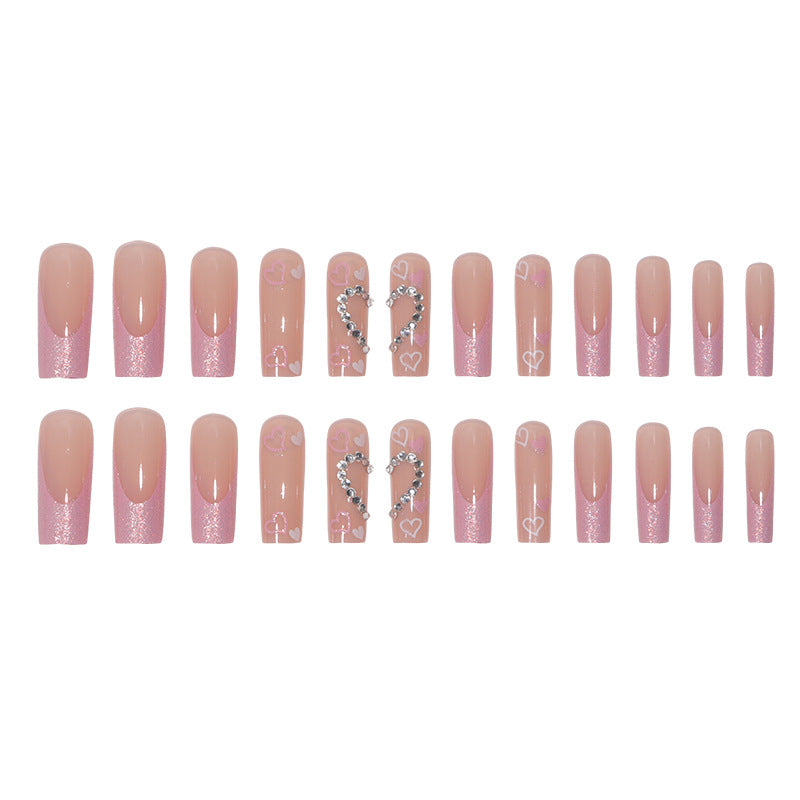 Decorative Press-On Nail Set with Heart Design Kalsten