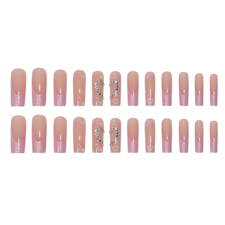 Decorative Press-On Nail Set with Heart Design Kalsten