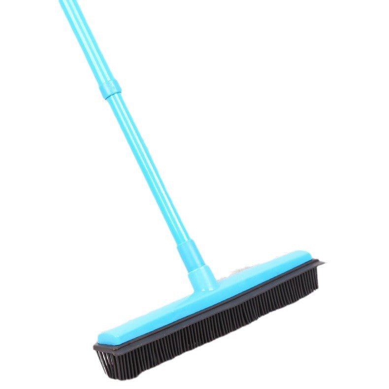 Heavy-Duty Rubber Floor Squeegee With Telescopic Handle And Angled Swivel Head