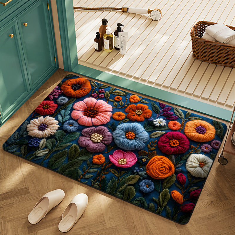 Textured Floral Bath Mat
