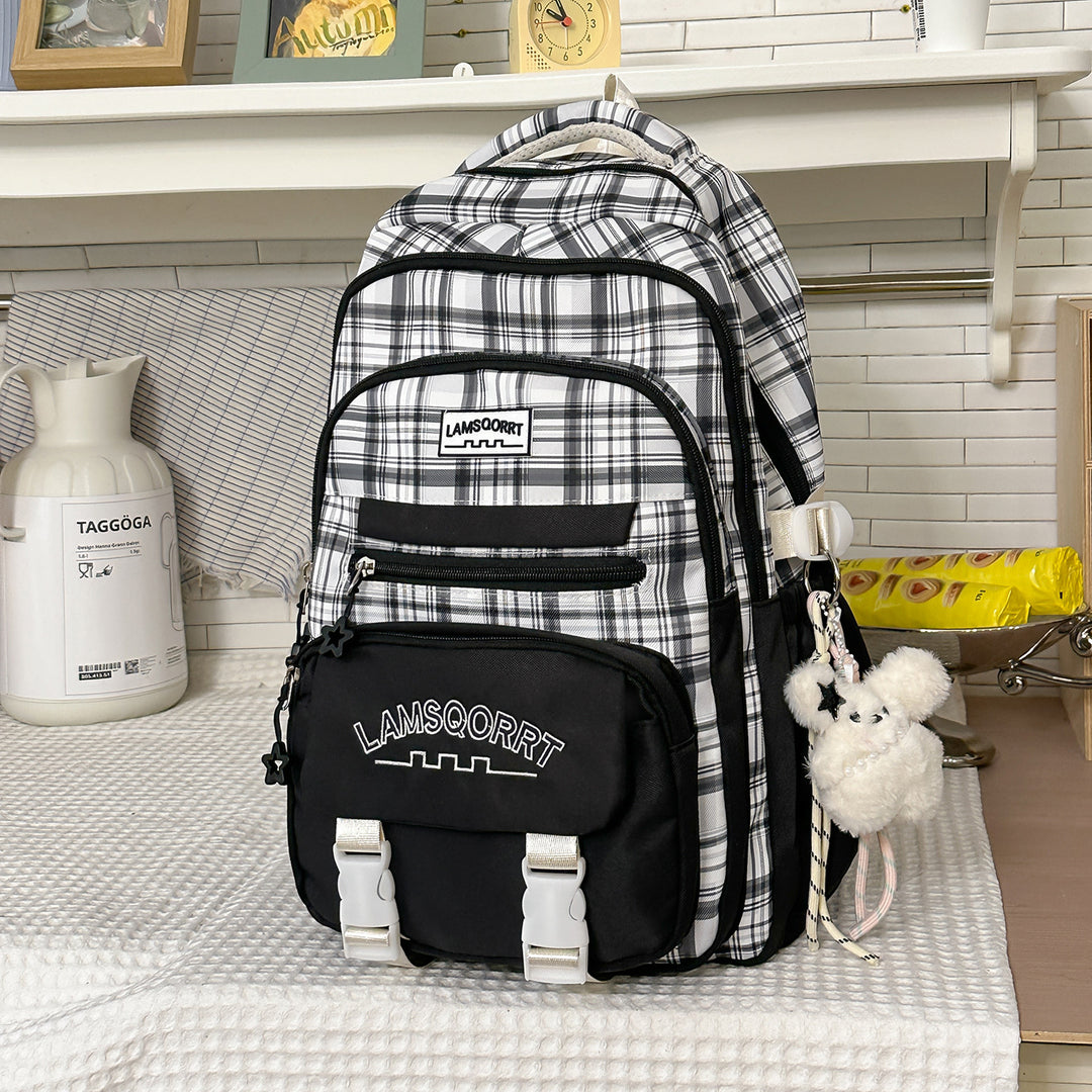 Stylish Plaid Pattern Backpack Kalsten