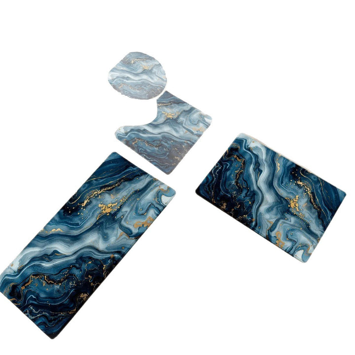 Artistic Marble Print Bath Mat Set Kalsten