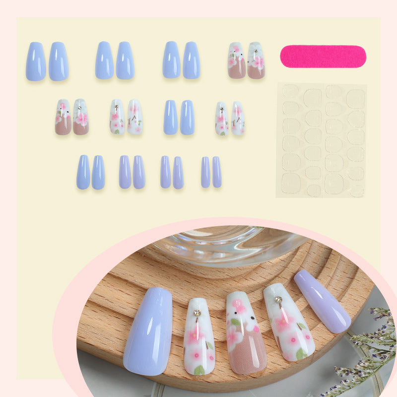 Elegant Press-On Nail Set with Floral Accents Kalsten 1788496046