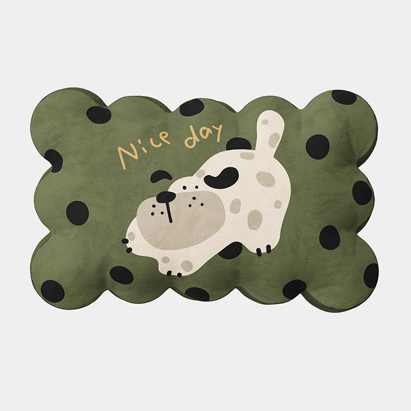 Plush Orthopedic Pet Bed Mat with Cartoon Dog Print
