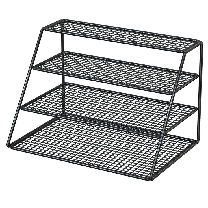 Four-Tier Mesh Desktop Shoe Organizer Rack with Angled Frame