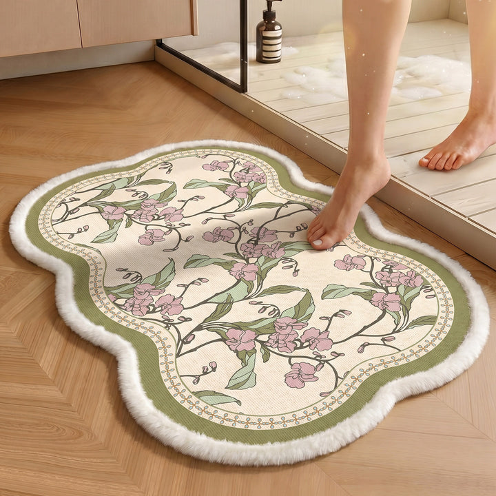 Floral Patterned Area Bath Mat