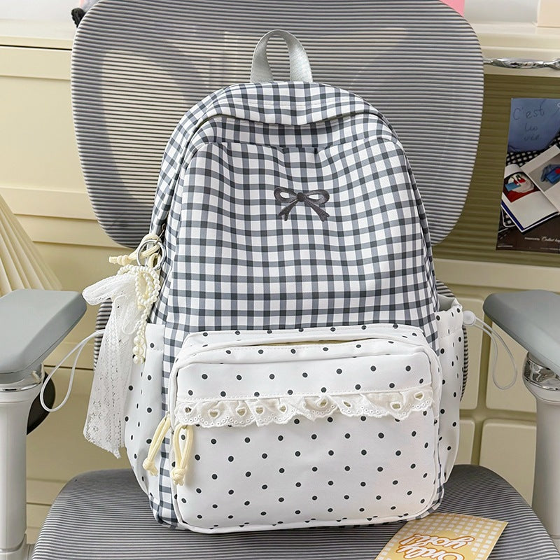 Playful Gingham Print School Backpack Kalsten