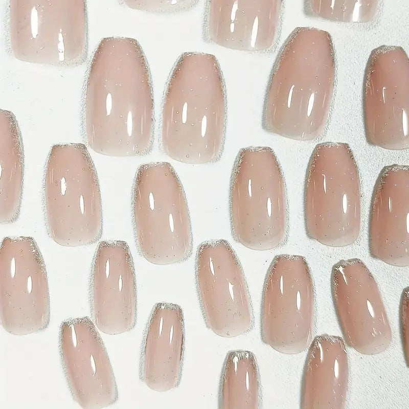 Elegant Glitter-Trimmed Nail Art Enhancements Kalsten