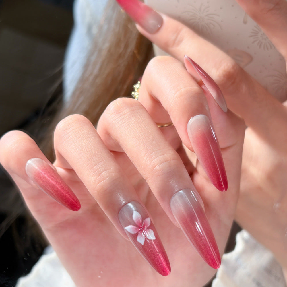 Nail Art Set with Elegant Ombre and Crystal Embellishments Kalsten