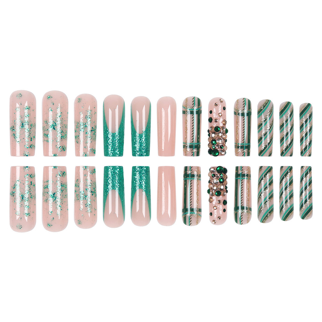 Artistic Press-On Nails Set with Glamorous Floral Accents Kalsten