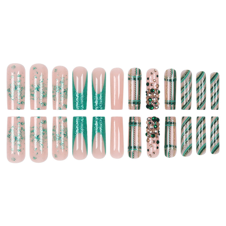 Artistic Press-On Nails Set with Glamorous Floral Accents Kalsten