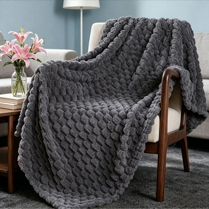 Premium Textured Plush Throw Blanket