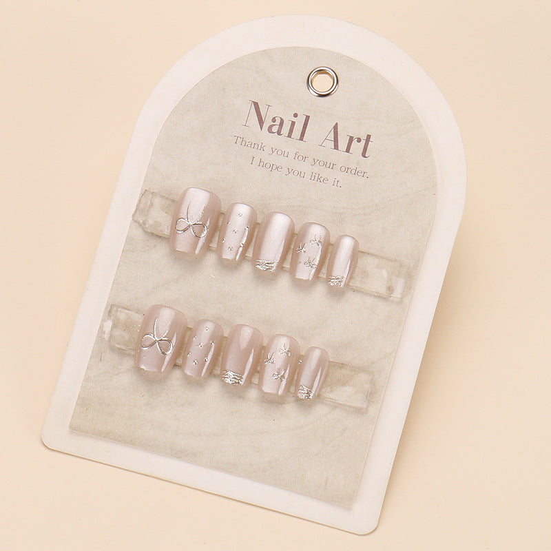 Glamorous Press-On Nail Art Set with Stylish Gemstone Accents Kalsten