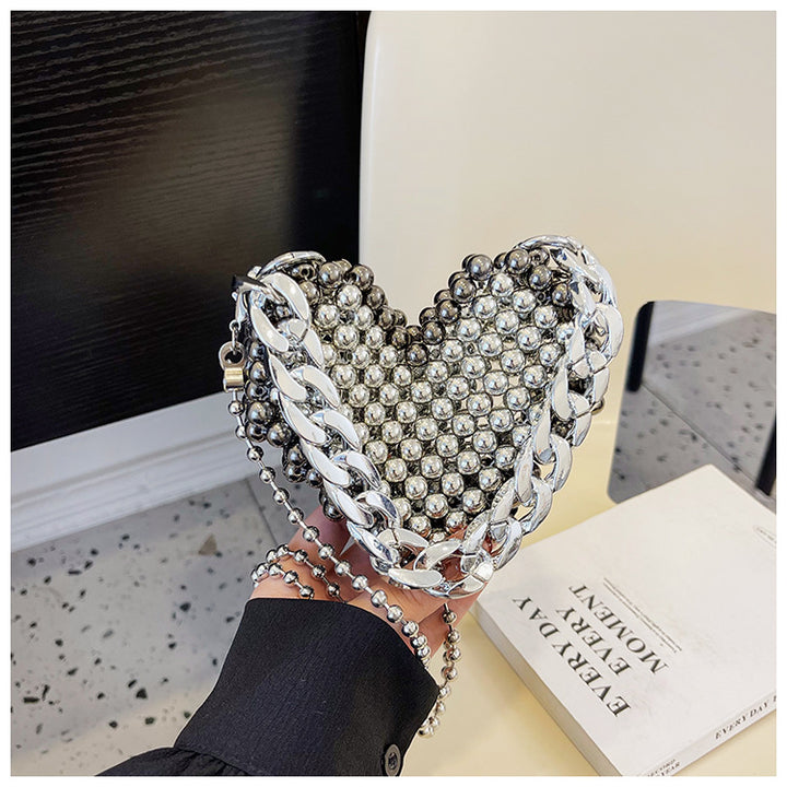 Heart-Shaped Beaded Handbag
