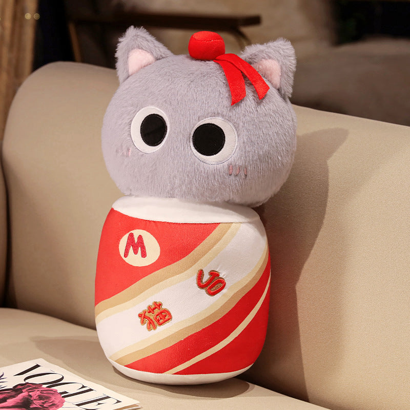 Cozy plush floor seat pouf in cat shape with shape-retaining filling