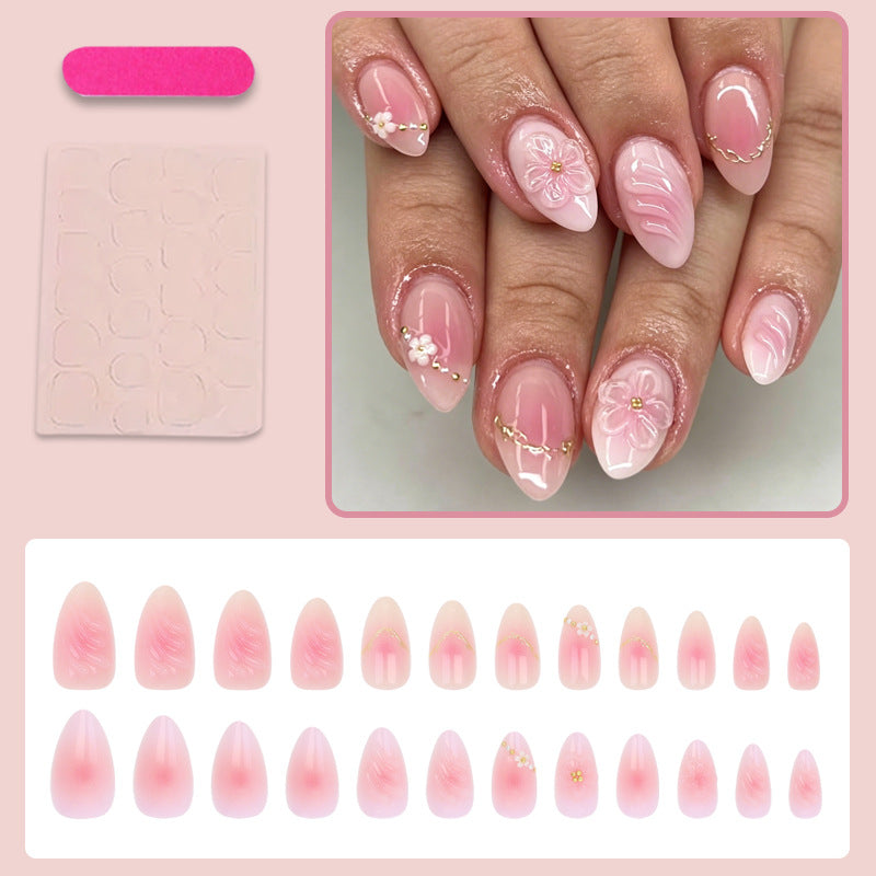 Acrylic nail set with delicate flower and ombre designs Kalsten