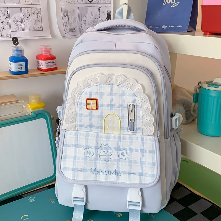 Cute Decorative Checkered School Backpack Kalsten