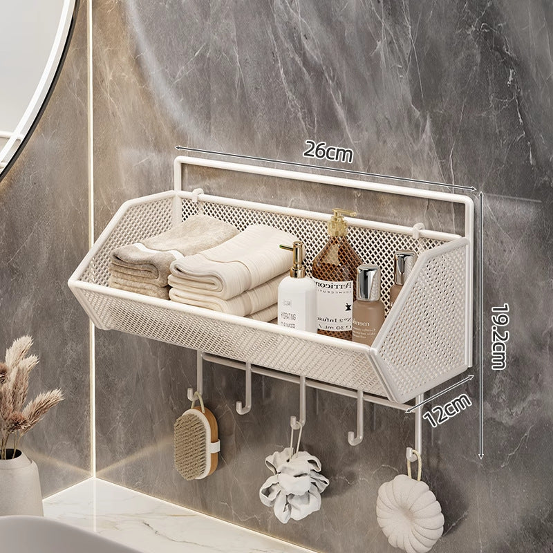 Wall-Mounted Mesh Bathroom Organizer Shelf