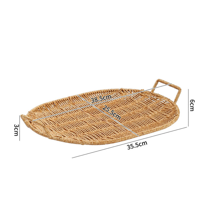 Handwoven Round Serving Tray with Ergonomic Handles Kalsten