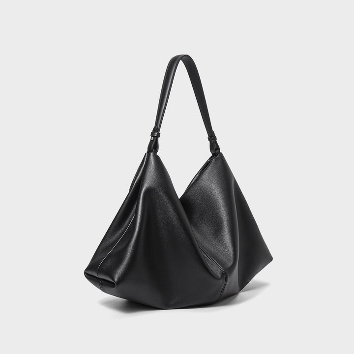 Sculptural Slouch Hobo Shoulder Bag with Contrast Top Handle