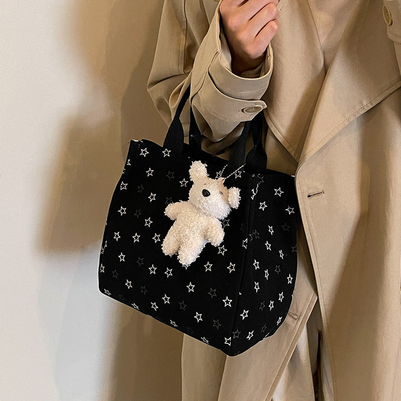 Casual Star-Patterned Mini Tote Bag