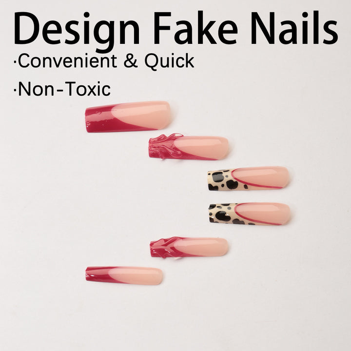 Nail set with leopard and luxurious glitter finish Kalsten