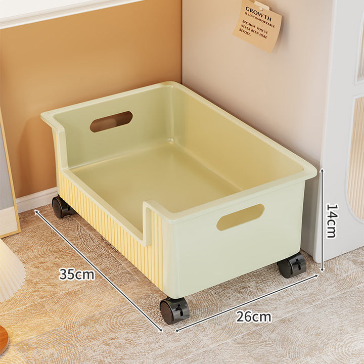 Low-Profile Under-Bed Plastic Open-Front Storage Drawer with Cutout Handles