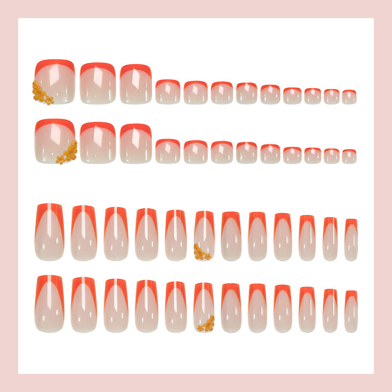 Artificial nail set with stylish orange neon accents Kalsten