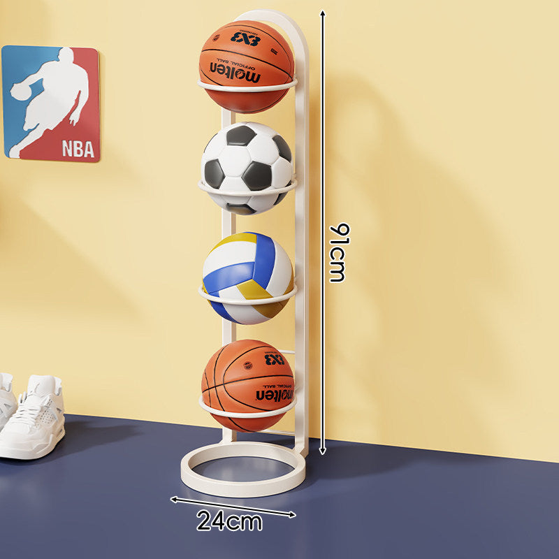 Multi-Tier Vertical Sports Ball Storage Rack with Wall-Mount Option