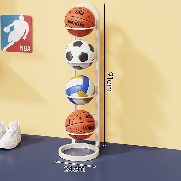 Multi-Tier Vertical Sports Ball Storage Rack with Wall-Mount Option