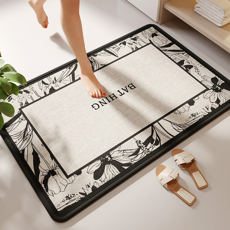 Luxurious Floral Print Bath Mat