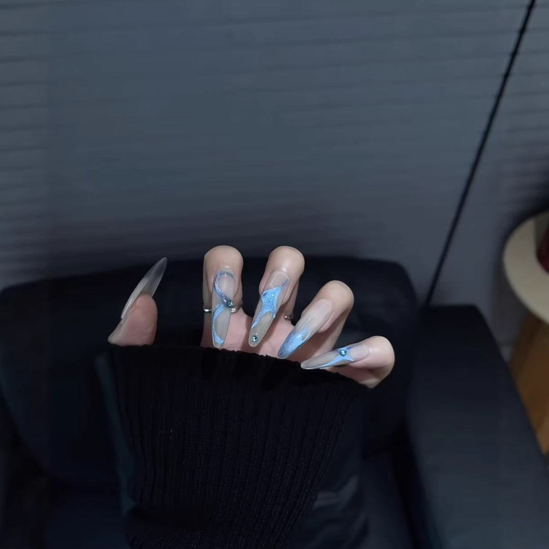 Stunning Crystal-Embellished Stiletto Nail Tips