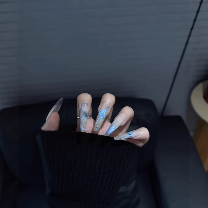 Stunning Crystal-Embellished Stiletto Nail Tips