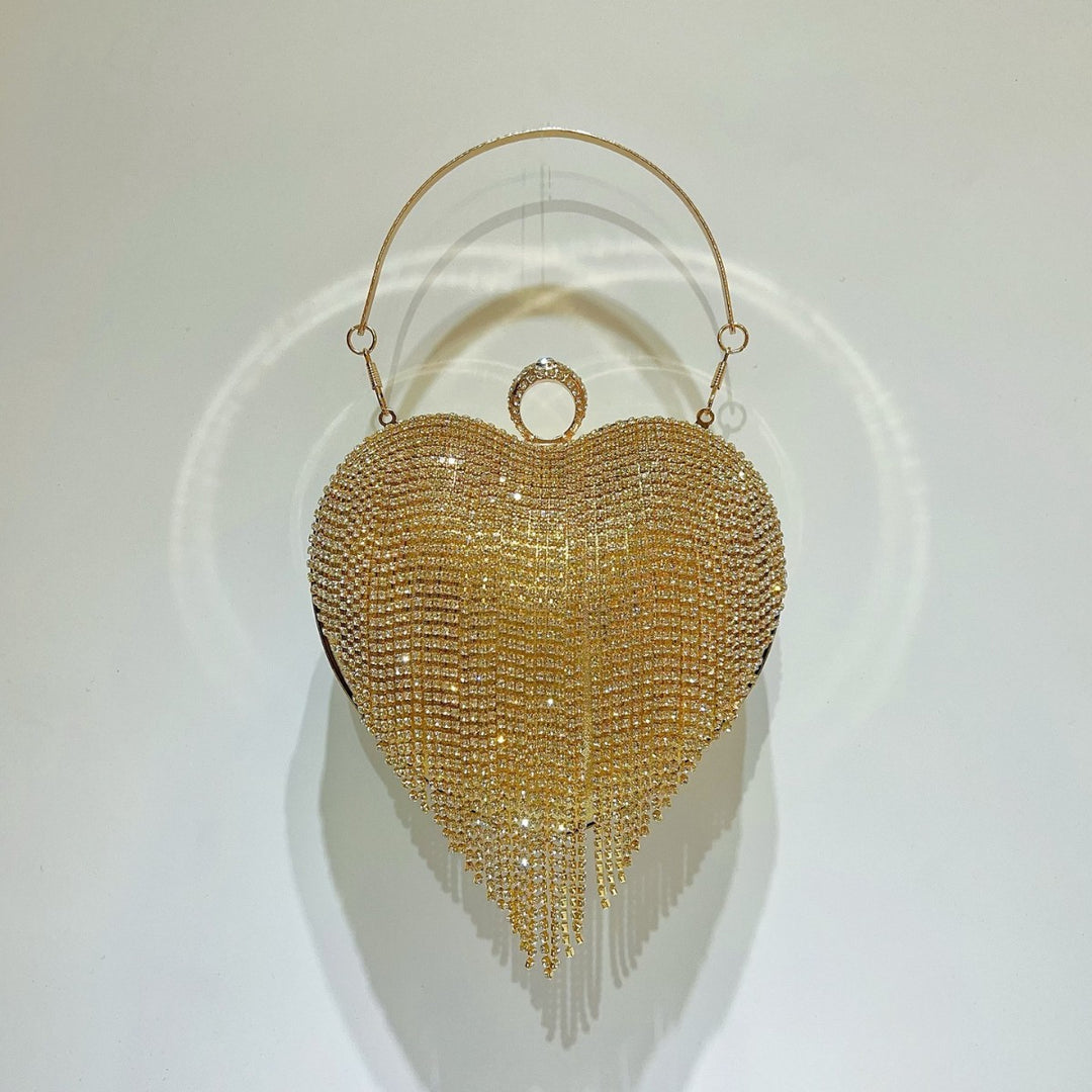 Heart-Shaped Rhinestone Evening Handbag