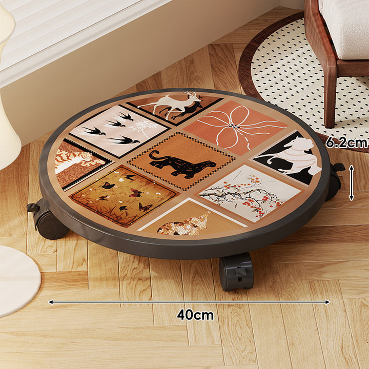Round Decorative Rolling Plant Dolly with Locking Swivel Casters
