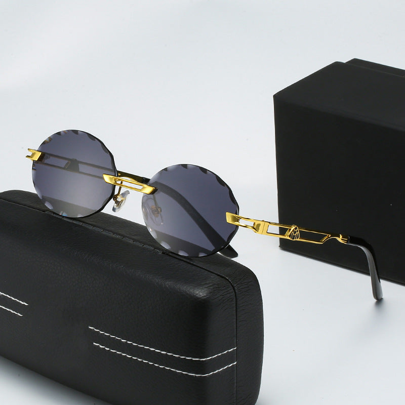 Ladies round sunglasses with unique wave design and high-quality metal frame Kalsten