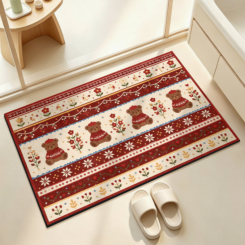 Soft Floral Patterned Bathroom Mat