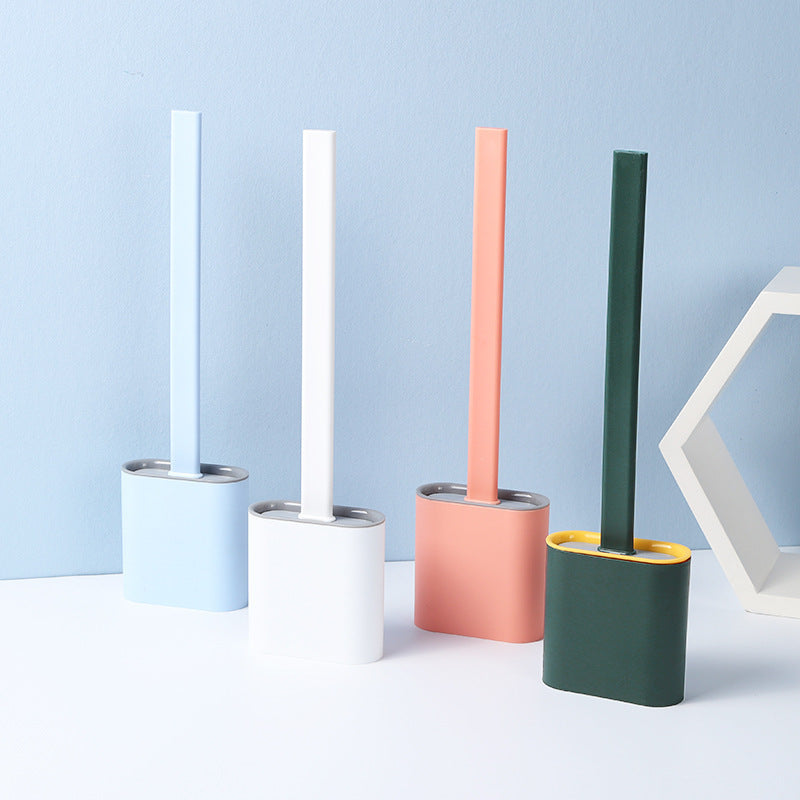 Silicone Toilet Brush Set With Anti-Splash Holder And Long Ergonomic Handle