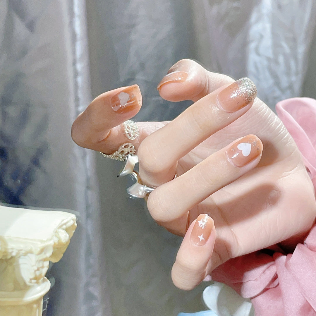 Heart and Star Pattern Press-On Nail Set