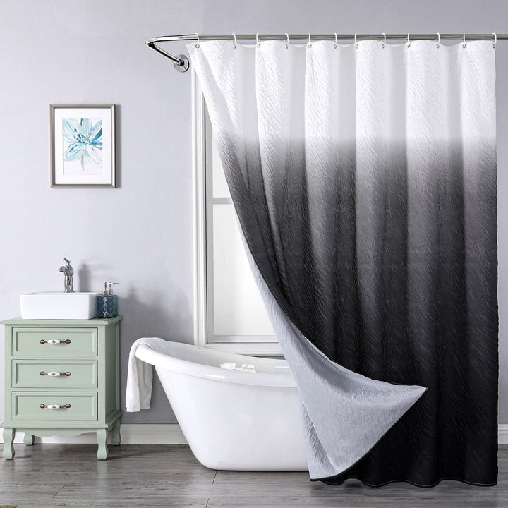 Textured Leaf Motif Shower Curtain Kalsten