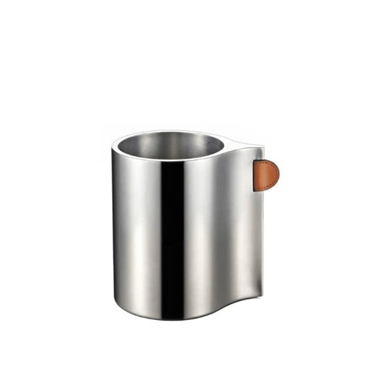 Stainless Steel Coffee Cup with Leather Handle
