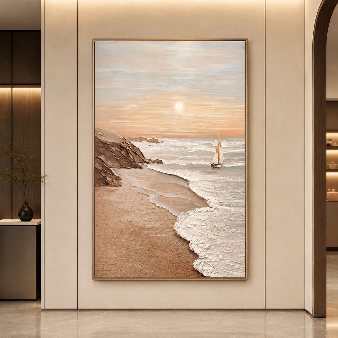 Coastal Wave Textured Canvas Artwork