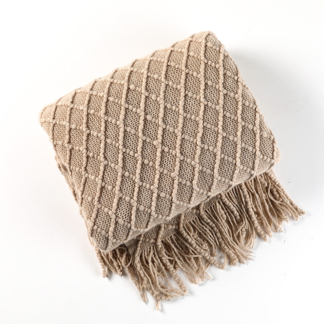 Cable Knit Fringe Throw Blanket Kalsten