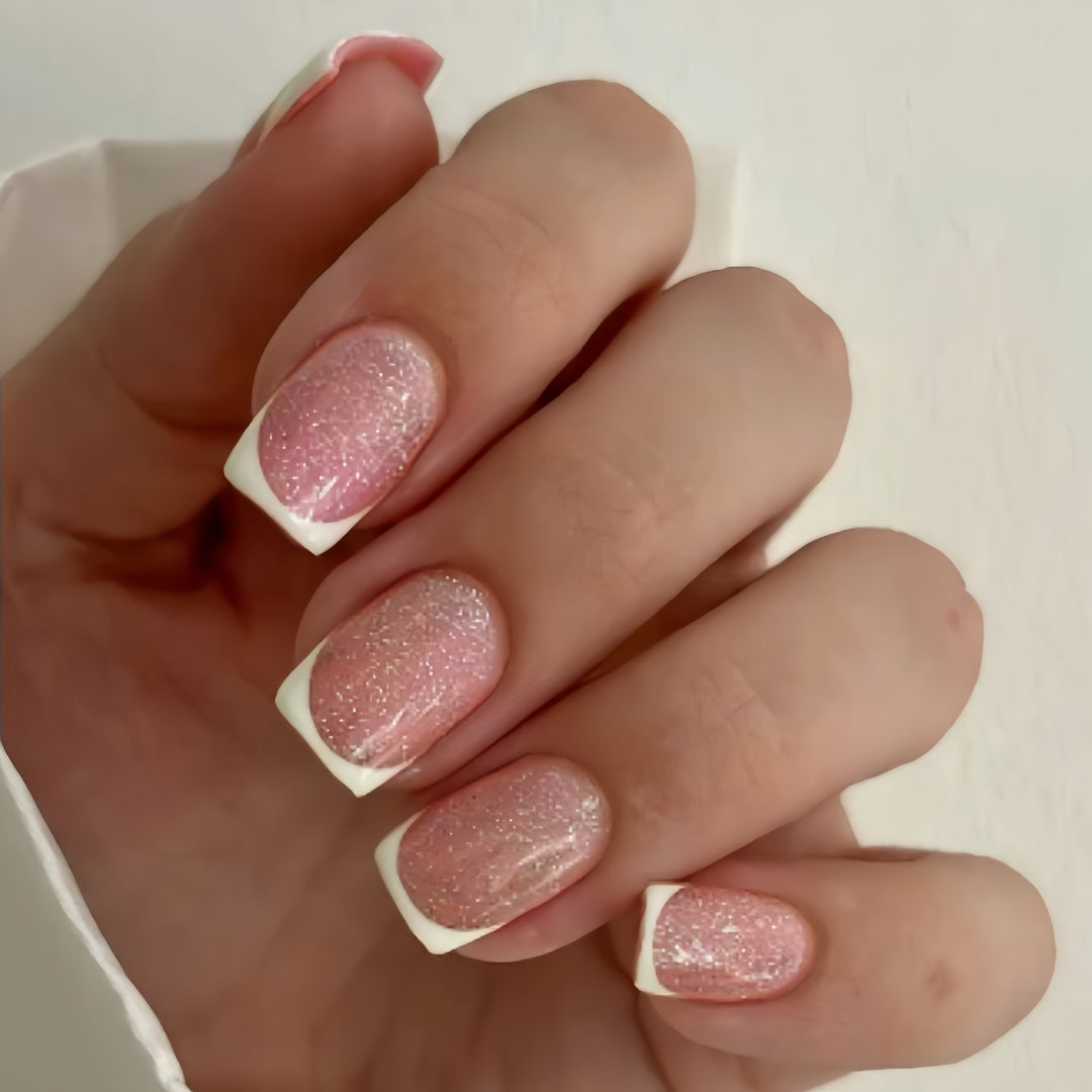 Glossy French Tip Press-On Nails Set Kalsten