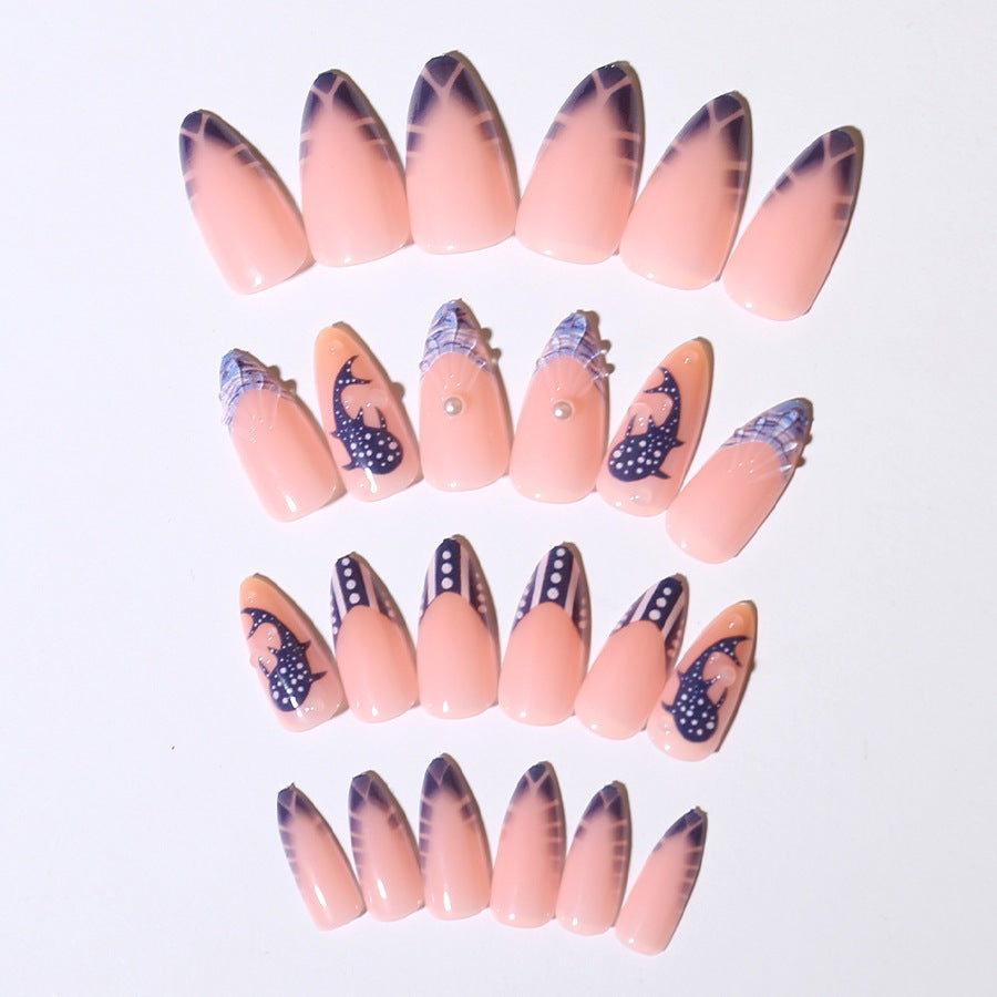 Elegant artificial nail set with maritime accents Kalsten